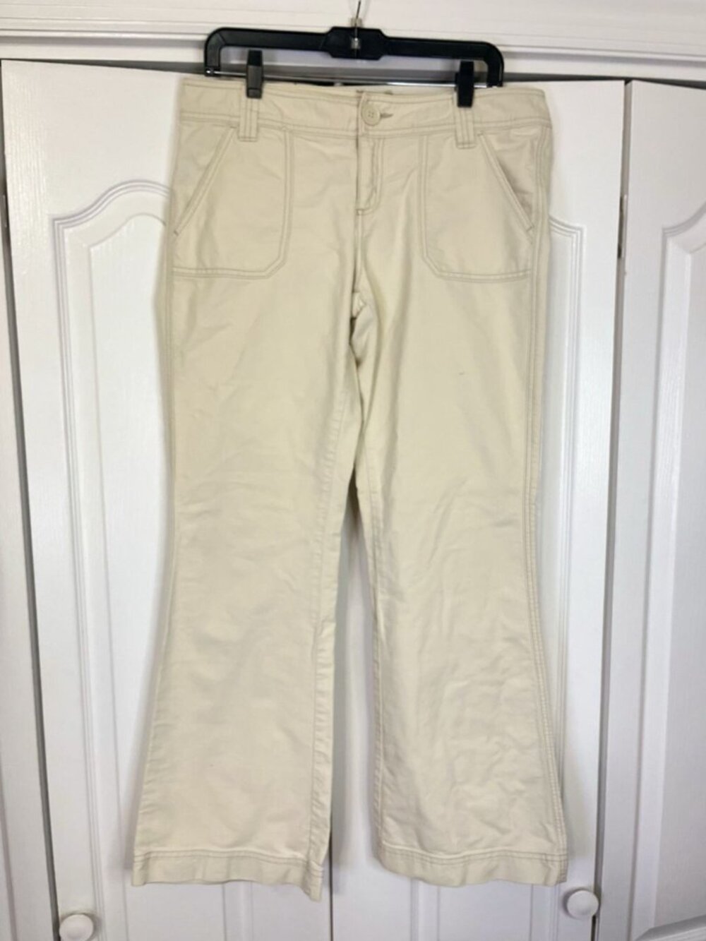 Vintage Aeropostale Low Rise Flare Beige Pants Essentials Sz 9/10 Stretch Y2k - Picture 9 of 9